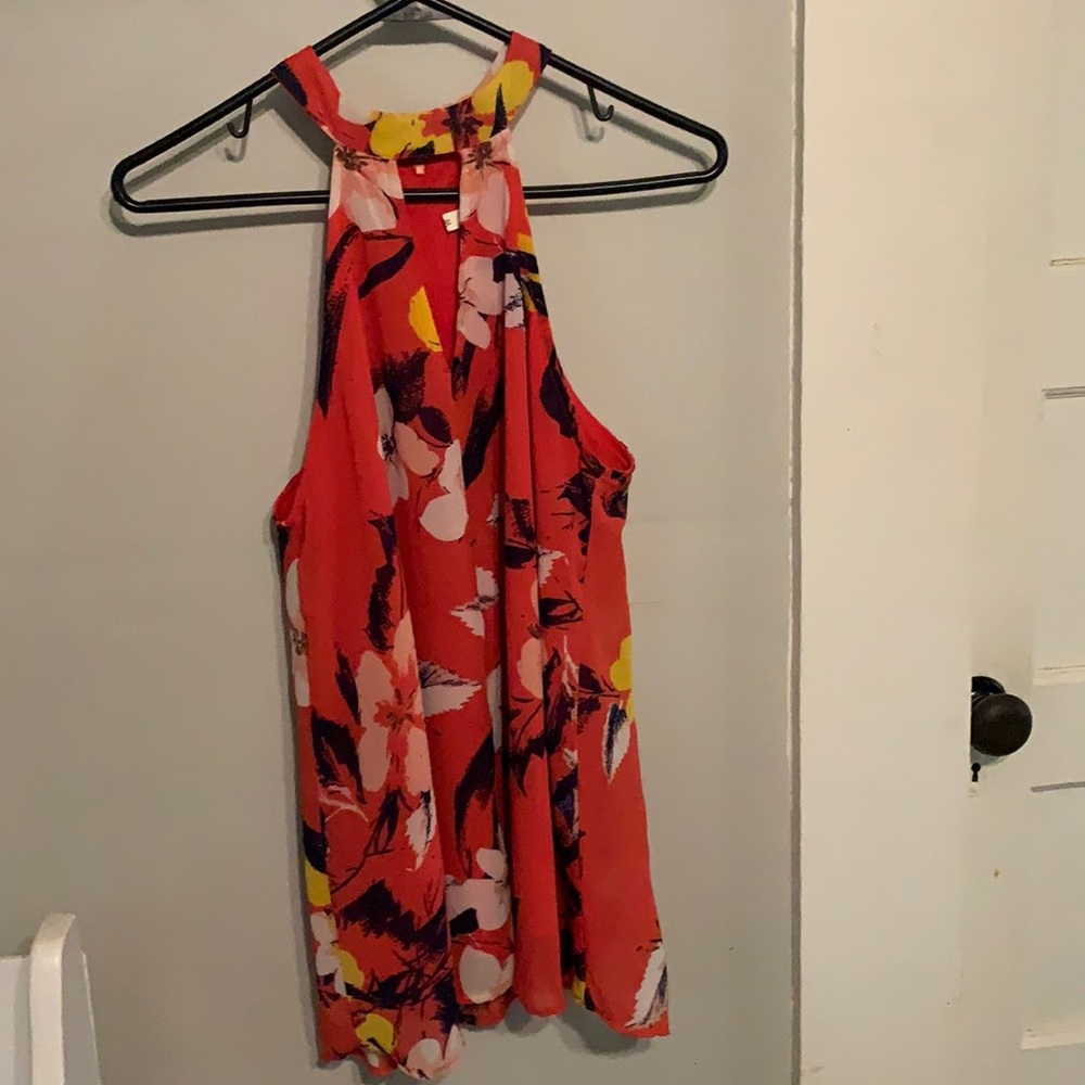 Orange Floral Tank Top